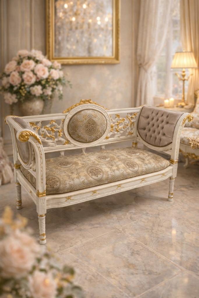 Elegante Tweepersoons Bank in Barok Stijl, Huis en Inrichting, Banken | Bankstellen, Zo goed als nieuw, Tweepersoons, 150 tot 200 cm