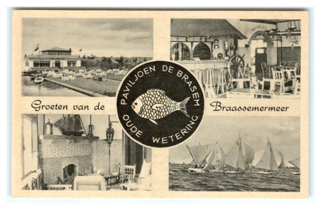 Oude Wetering, Groeten van de Braassemermeer, Ophalen of Verzenden, 1940 tot 1960, Ongelopen, Zuid-Holland