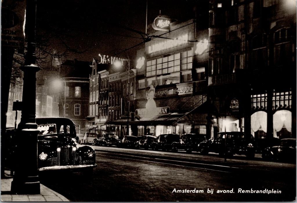 Rembrandtplein - Amsterdam bij avond, Verzenden, 1960 tot 1980, Ongelopen, Noord-Holland