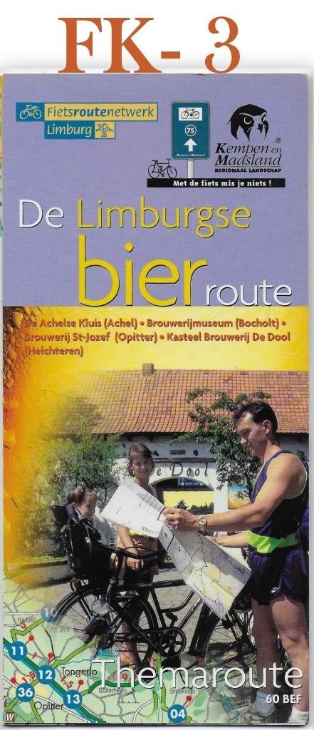FK-3 Fietskaart Plattegrond - De Limburgse Bier route, Ophalen of Verzenden, Zo goed als nieuw, Nederland, 2000 tot heden