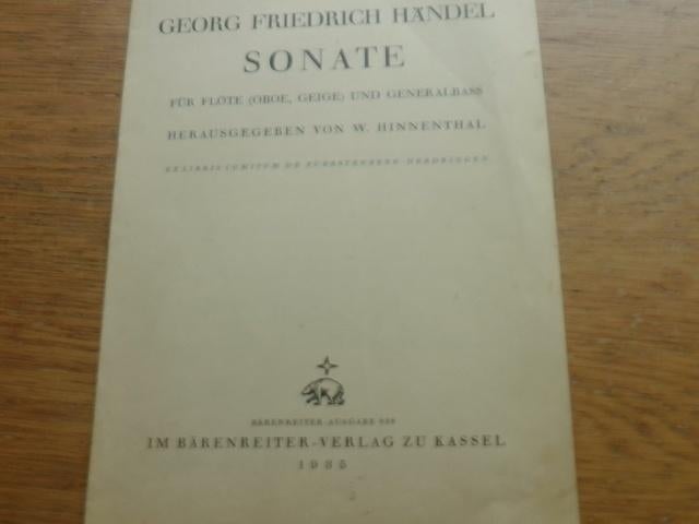 Händel - sonate voor dwarsfluit/hobo/viool/bas, Gebruikt, Klassiek, Viool of Altviool, Ophalen of Verzenden