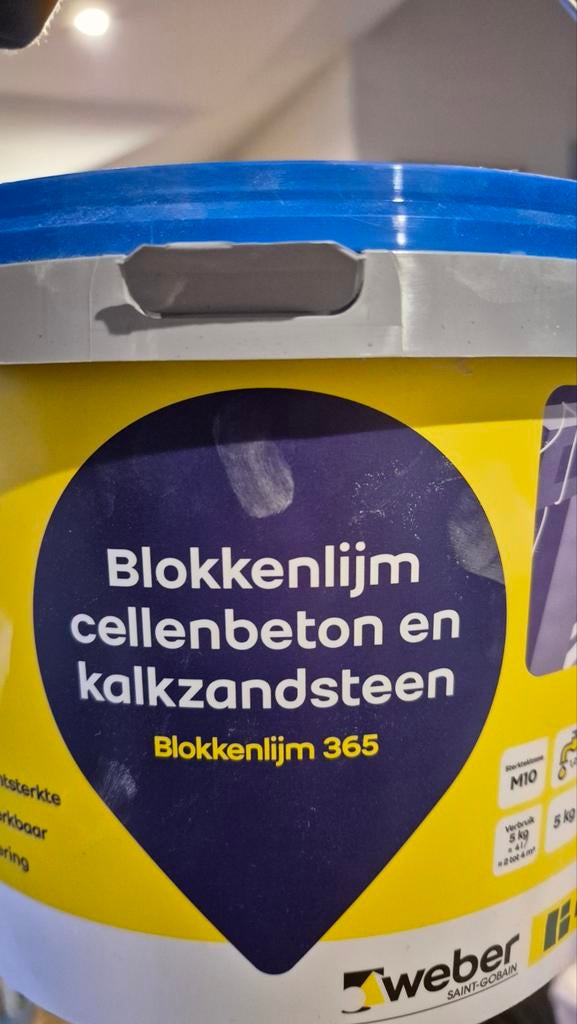 Weber blokkenlijm cellenbeton en kalkzandsteen, Doe-het-zelf en Verbouw, Metselstenen, Ophalen, Gebruikt, Kalkzandstenen