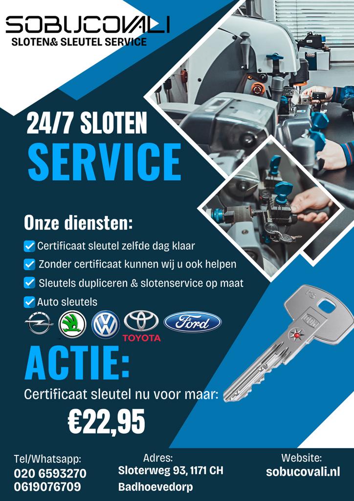 Sleutels kopieren en 24/7 Slotenmaker!