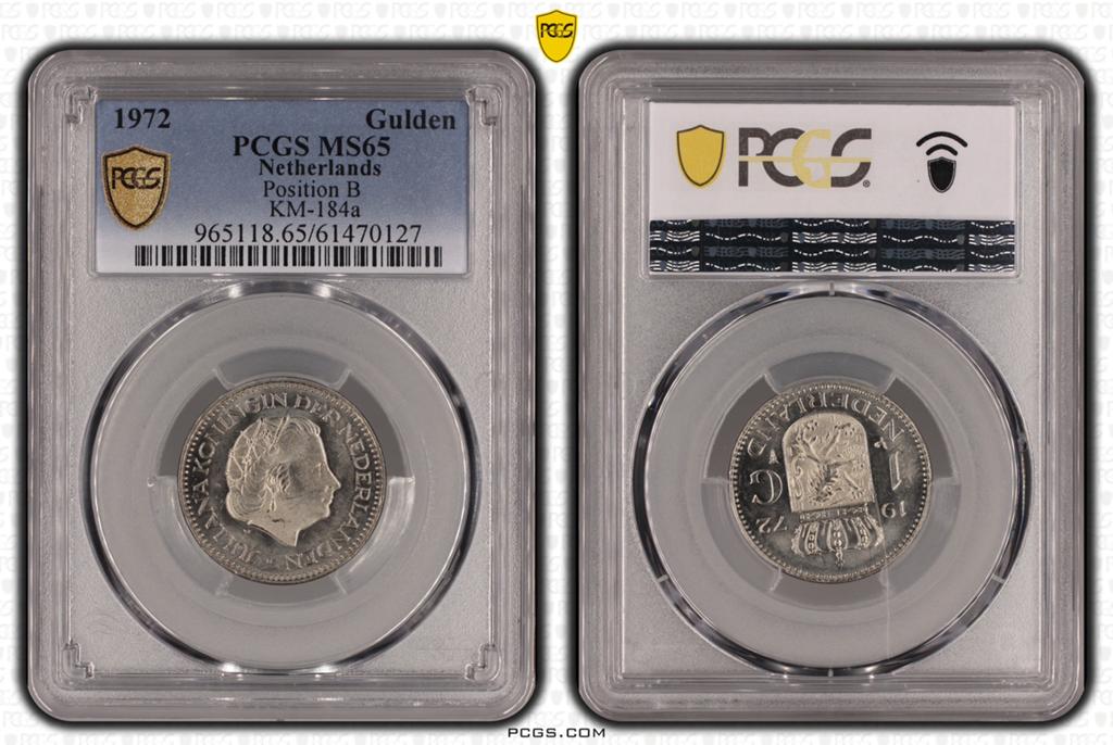 1 Gulden 1972 (Sch. 1126) - POS B - PCGS MS65, Postzegels en Munten, Ophalen of Verzenden, Koningin Juliana, 1 gulden