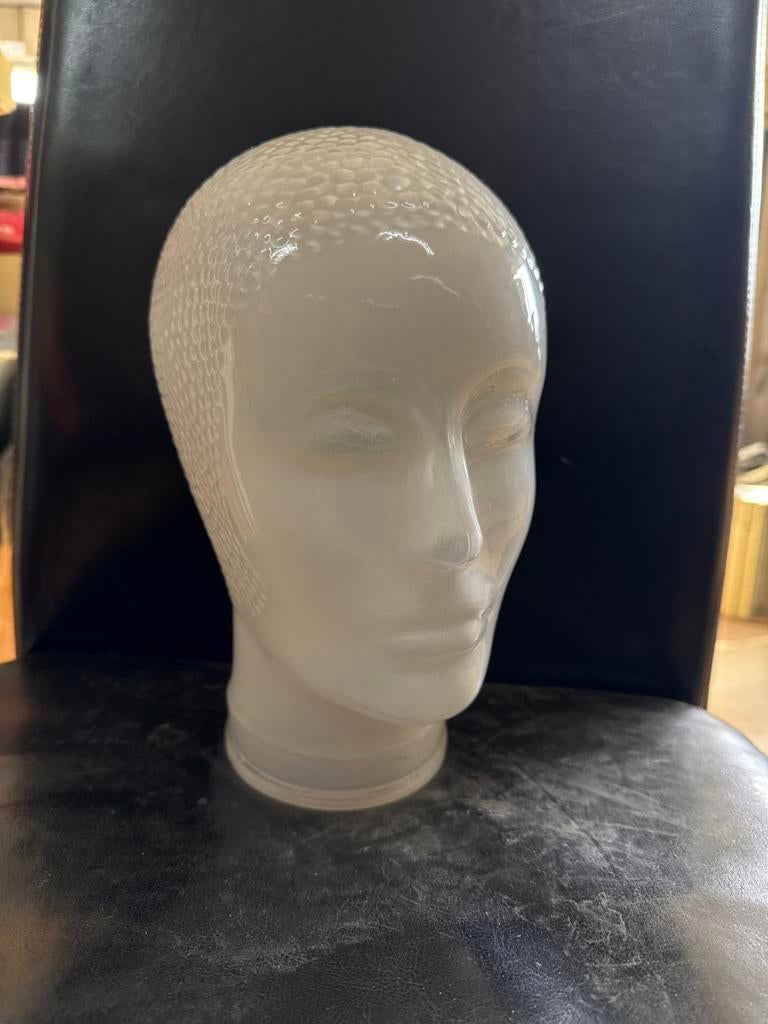 Vintage Glazen Mannequin Hoofd - Hoedenstandaard, Huis en Inrichting, Ophalen, Zo goed als nieuw