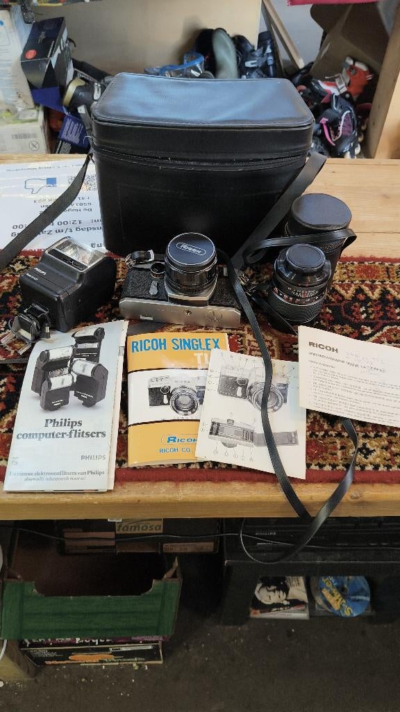 Ricoh Singlex TLS cameraset met lenzen, Ophalen of Verzenden, Gebruikt, Spiegelreflex, Overige Merken