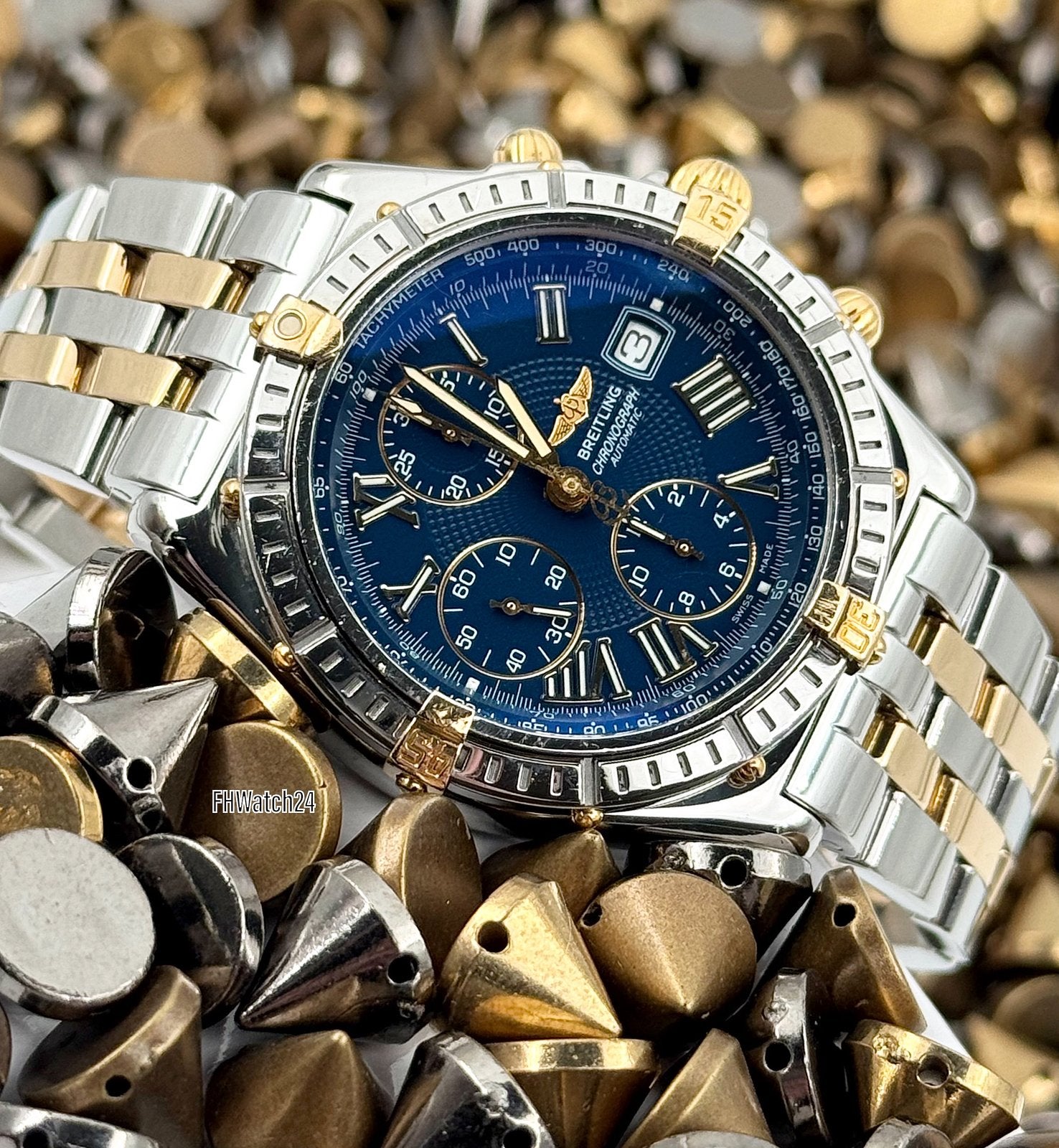 Breitling Crosswind B13055 Staal / Goud Blauw. Only Watch., Staal, Gebruikt, Breitling, Polshorloge