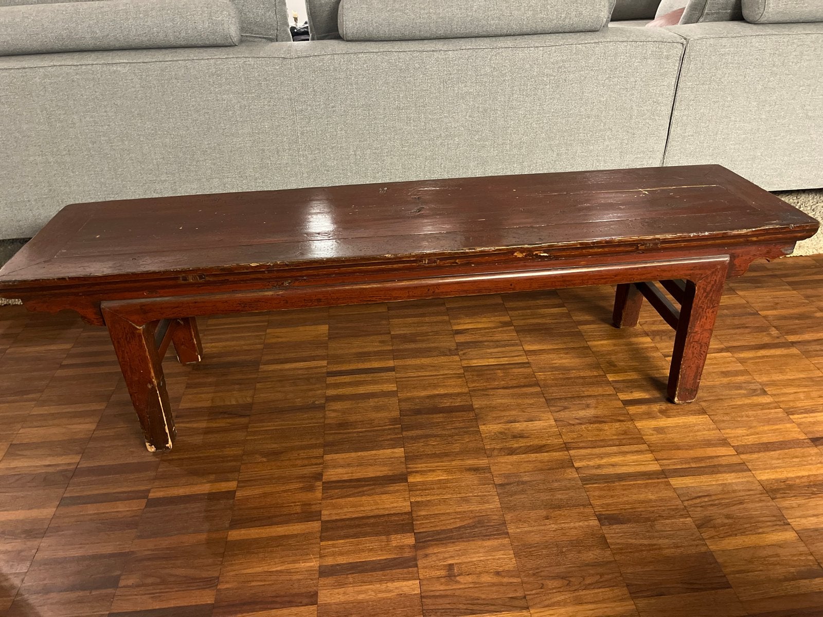 Oud Chinese houten bank/bijzettafel, Ophalen
