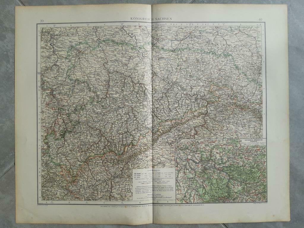39-40/ Koningreich Sachsen. Böhmische Schweiz Litho uit 1899, Ophalen of Verzenden