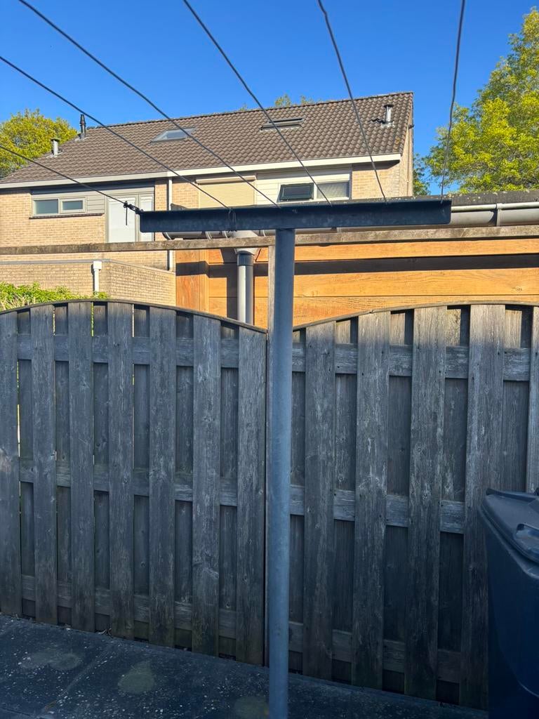 Supersterke gegalvaniseerde waslijnpaal en muurplaat, Ophalen of Verzenden, Zo goed als nieuw, Wasrek