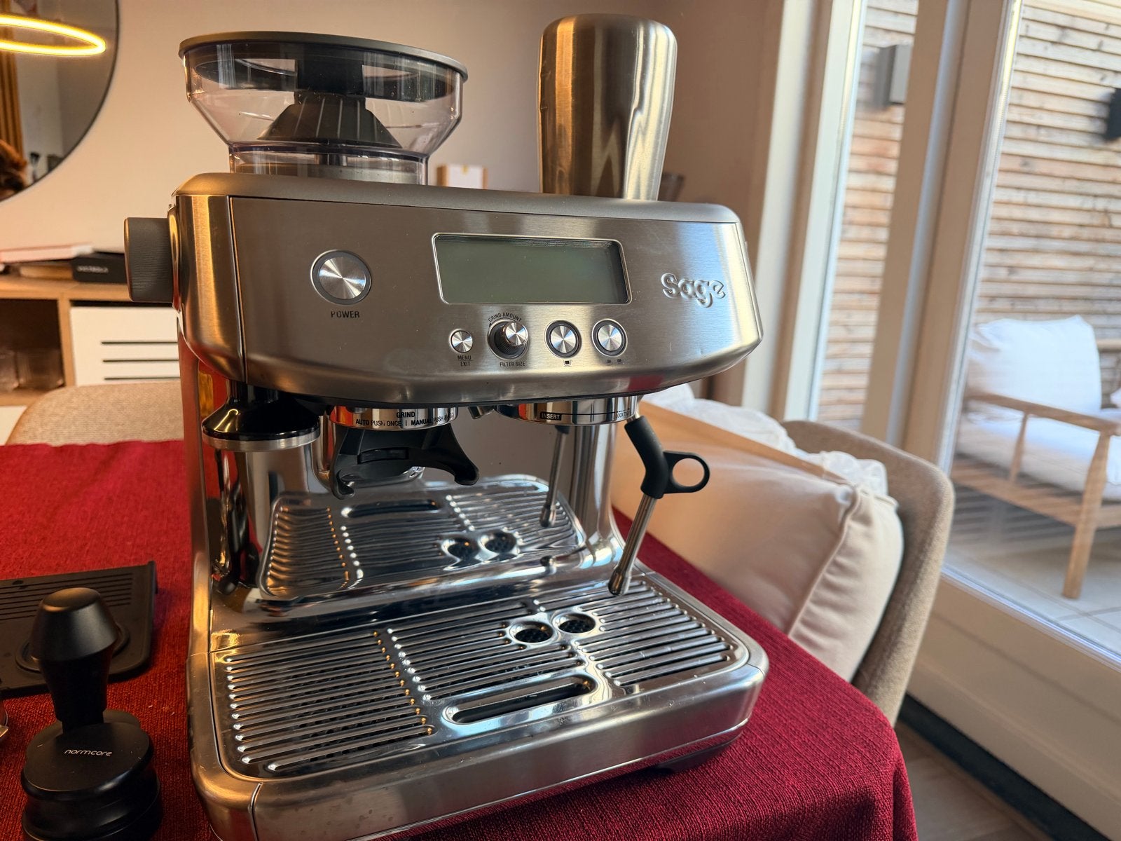 Sage Barista Pro + Normcore accessoires, Ophalen, Afneembaar waterreservoir, Espresso apparaat, Koffiebonen