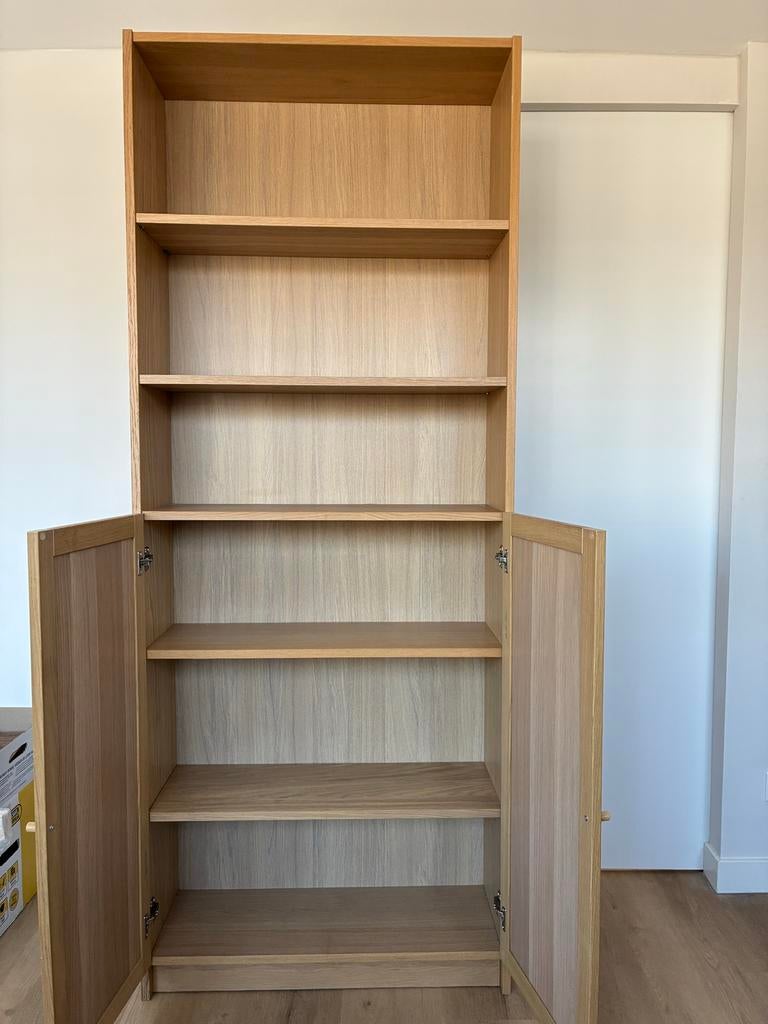 IKEA Billy/oxberg Houten boekenkast met deuren eiken, Ophalen, Gebruikt, 200 cm of meer, 50 tot 100 cm