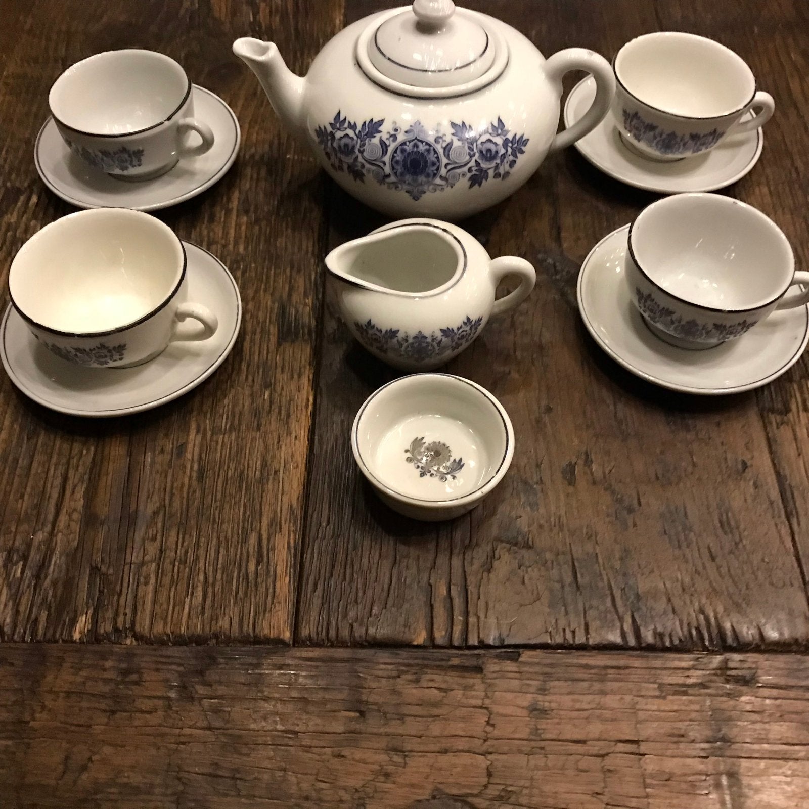 Vintage Kinderserviesje - Blauw en Wit Porselein, Ophalen of Verzenden, Gebruikt, Jongen of Meisje