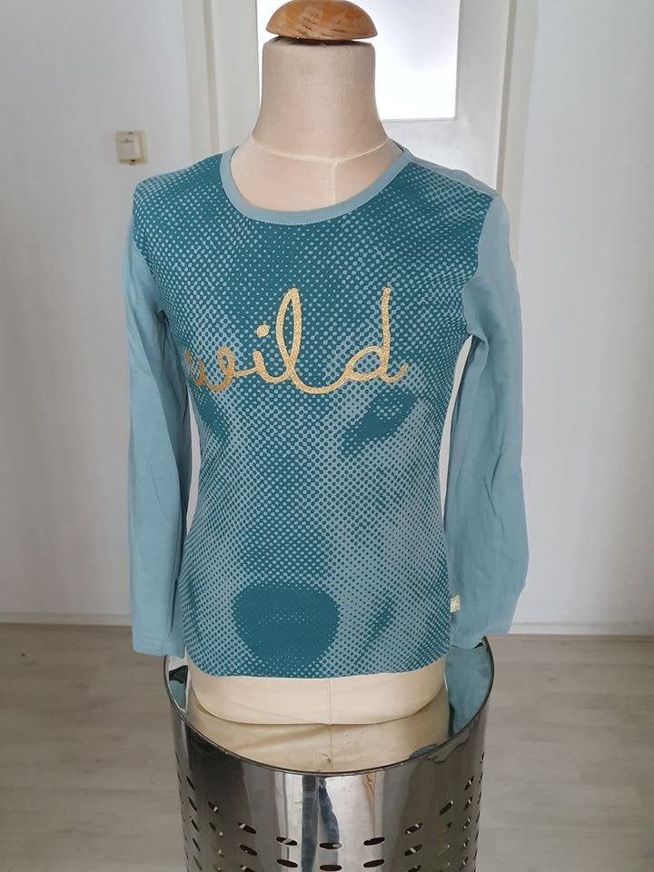 Leuk longsleeve shirt met 'wild' opdruk maat 134, Kinderen en Baby's, Kinderkleding | Maat 134, Meisje, Ophalen of Verzenden, Zo goed als nieuw