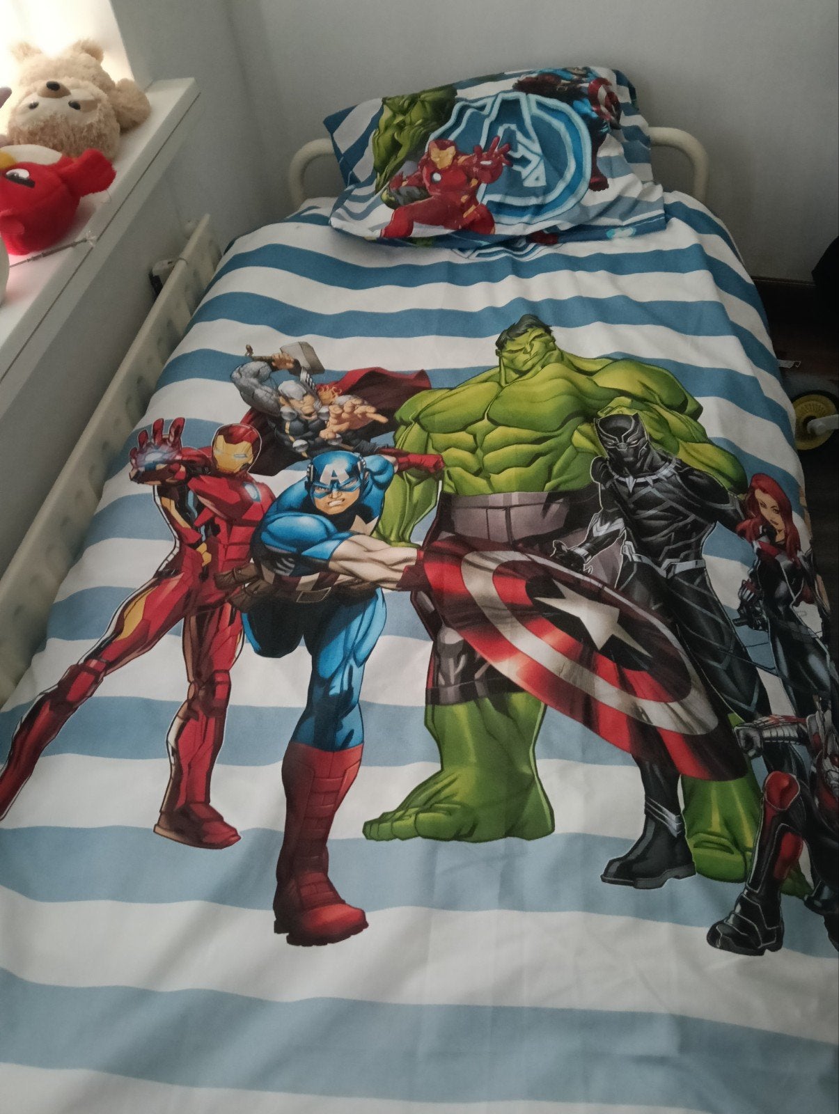 Eenpersoons/kinderbed 190x95 cm met matras, deken en kussen, Ophalen, Gebruikt, 90 cm, Eenpersoons