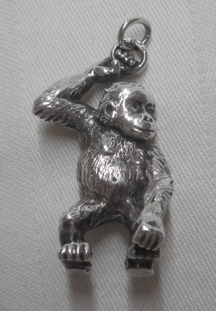 Prachtige zilveren massieve Chimpansee hanger nr.891, Sieraden, Tassen en Uiterlijk, Kettinghangers, Verzenden, Zo goed als nieuw