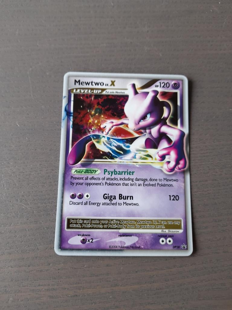 2008 promo dp28 mewtwo lv.x, Ophalen of Verzenden, Gebruikt, Losse kaart, Foil