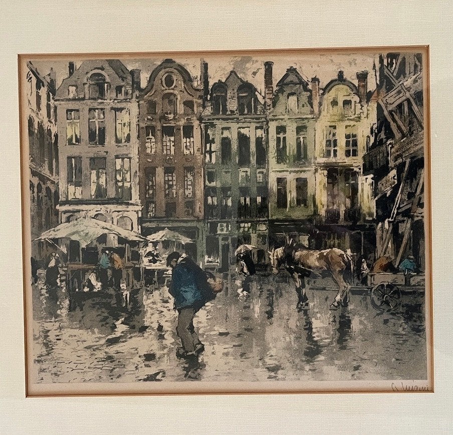 Oude ets Straattafereel Parijs, Ophalen of Verzenden