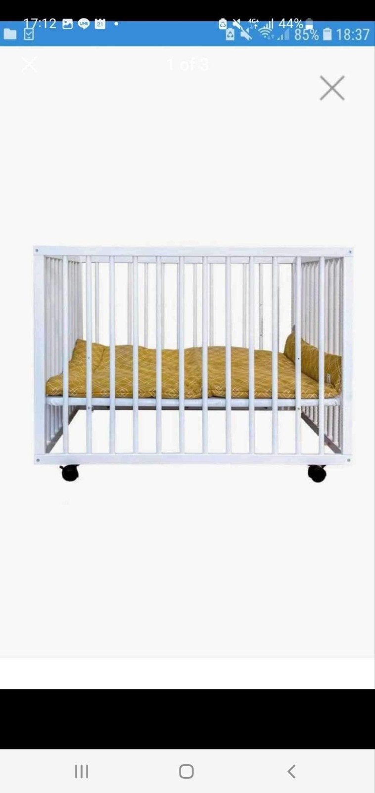 Wit babybedje / ledikantje met wieltjes, Ophalen, Gebruikt, Ledikant