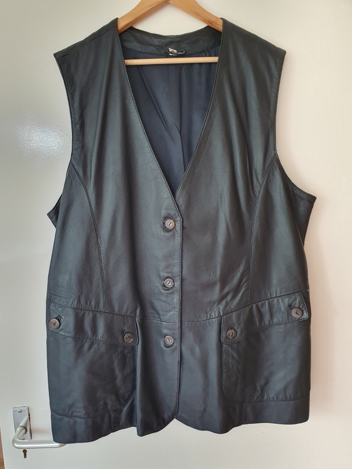 Zwart leren gilet, maat 46, Onbekend, Ophalen of Verzenden, Gedragen
