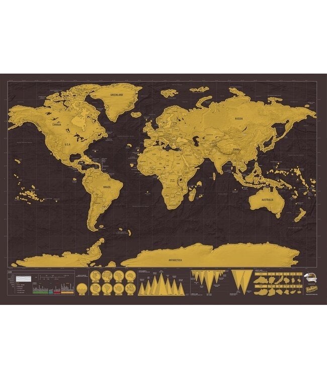 Scratch Map Deluxe Editie Wereldkaart - Zwart/Goud, Ophalen of Verzenden, Nieuw, Zwart, Papier/karton