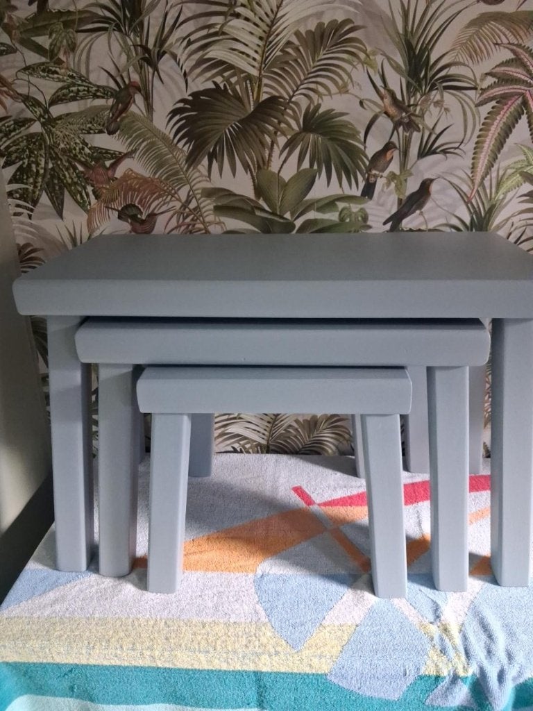 Set van 3 massief eiken bijzettafels / nesttafels, Minder dan 55 cm, Rechthoekig, Hout, Ophalen