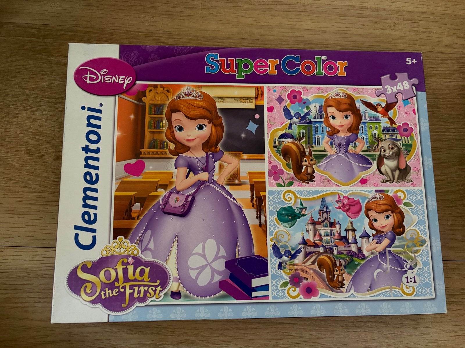 Disney Sofia het Eerste Super Color Puzzel 3x48 Clementoni, Ophalen of Verzenden, Meer dan 50 stukjes, Zo goed als nieuw, 4 tot 6 jaar
