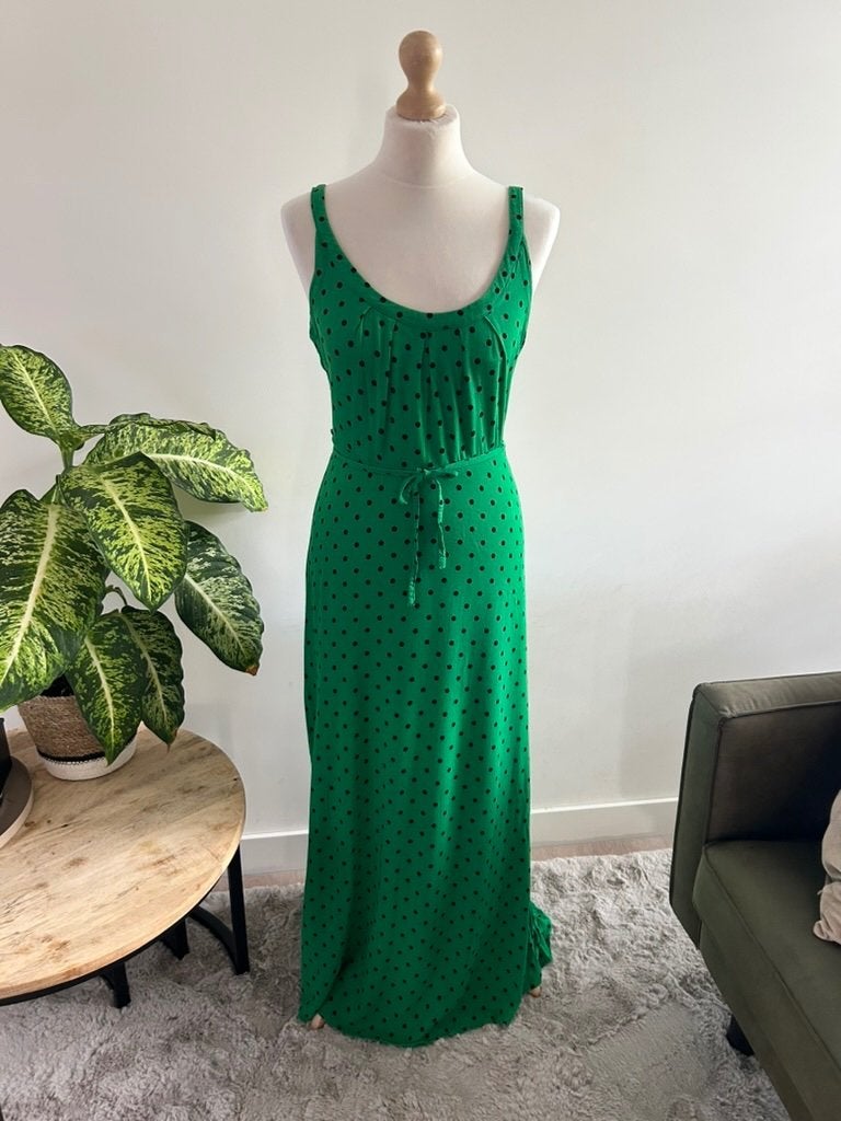 King Louie maat 40 maxi groene polkadot jurk 3395, Maat 38/40 (M), Ophalen of Verzenden, Zo goed als nieuw, King Louie