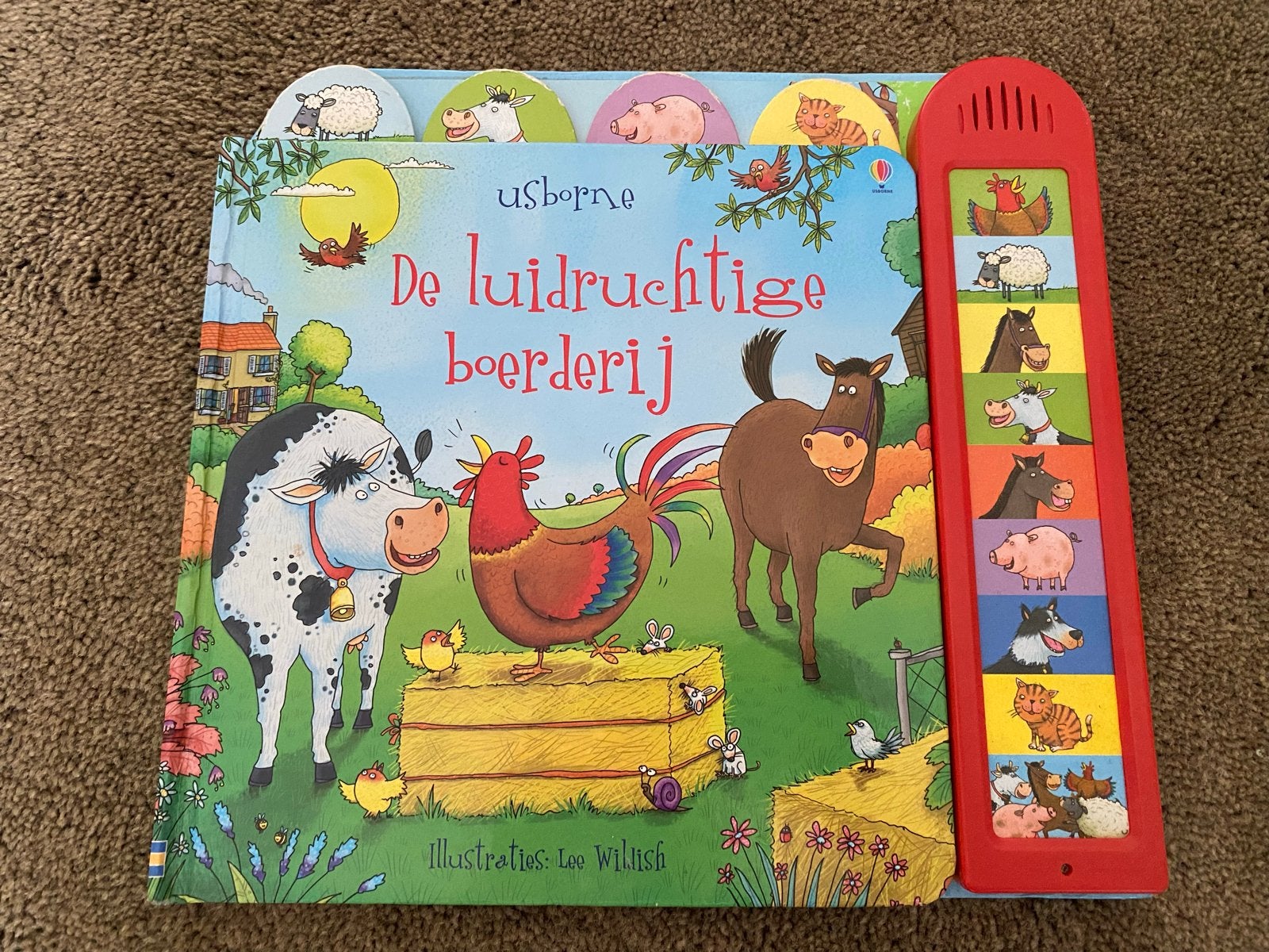 Usborne De luidruchtige boerderij geluidenboek, Boeken, Ophalen of Verzenden, Gelezen, Uitklap-, Voel- of Ontdekboek, 1 tot 2 jaar
