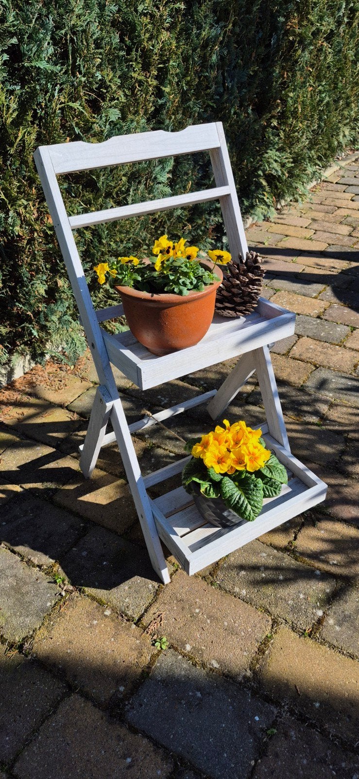 Decoratieve houten stoel, plantentafeltje, Ophalen of Verzenden, Gebruikt