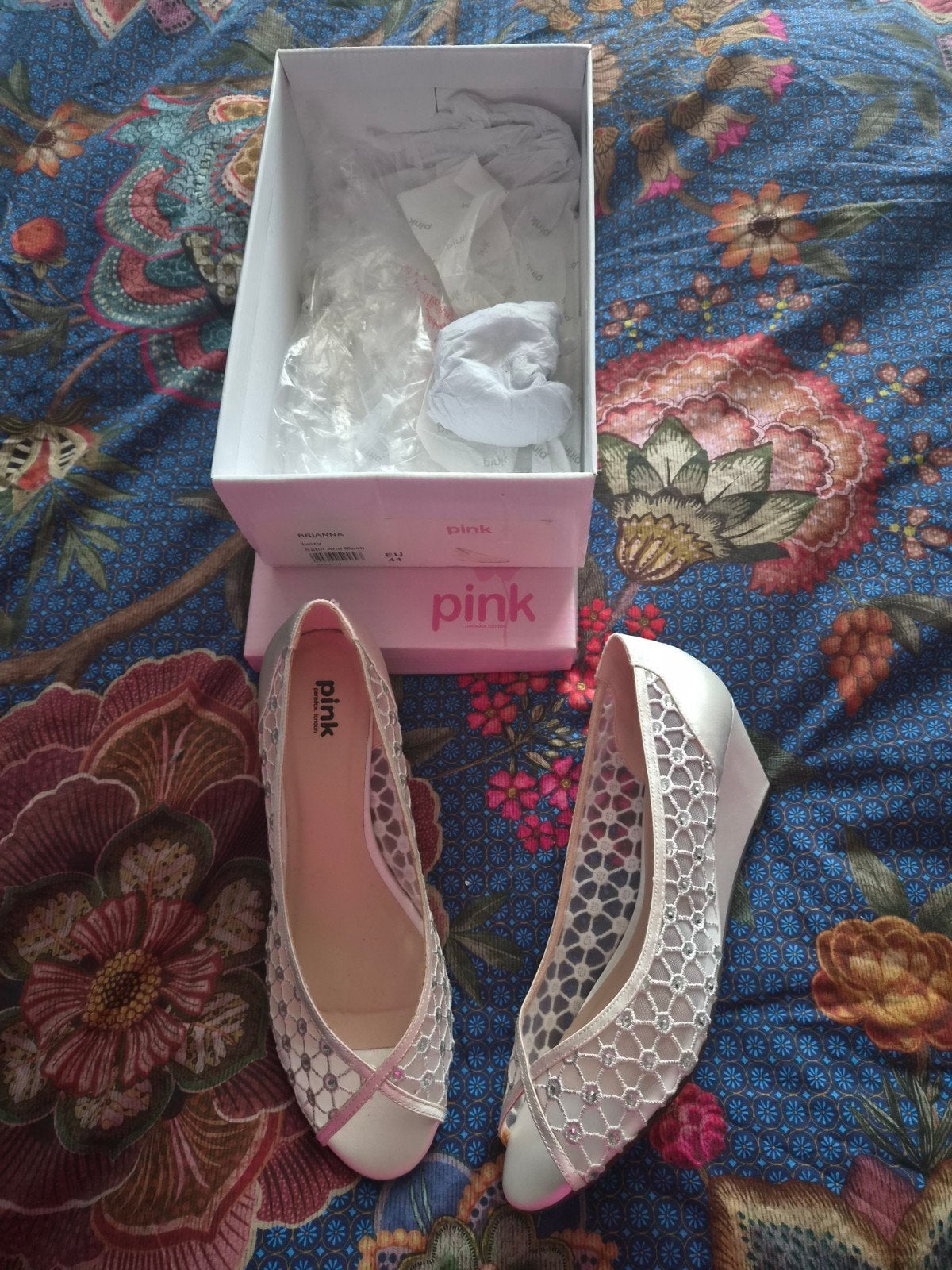 pink bruidsschoenen dansschoenen ivory strass mt 41 nieuw, Ophalen of Verzenden, Nieuw, Roze