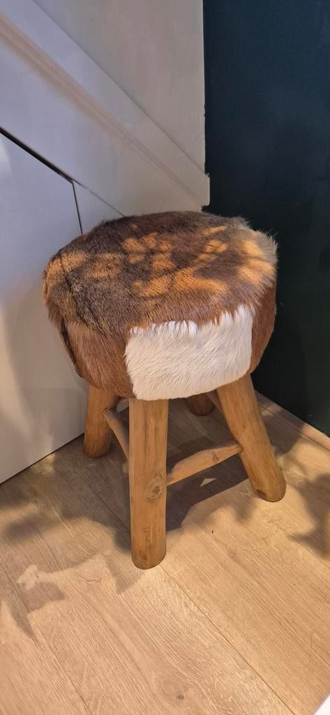 2!! Voor 20 eu Krukjes koeienhuid echte vacht hout, Ophalen, Hout