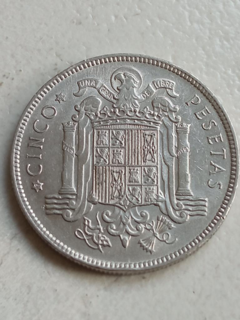 Spanje 5 peseta 1950., Ophalen of Verzenden, Overige landen, Losse munt