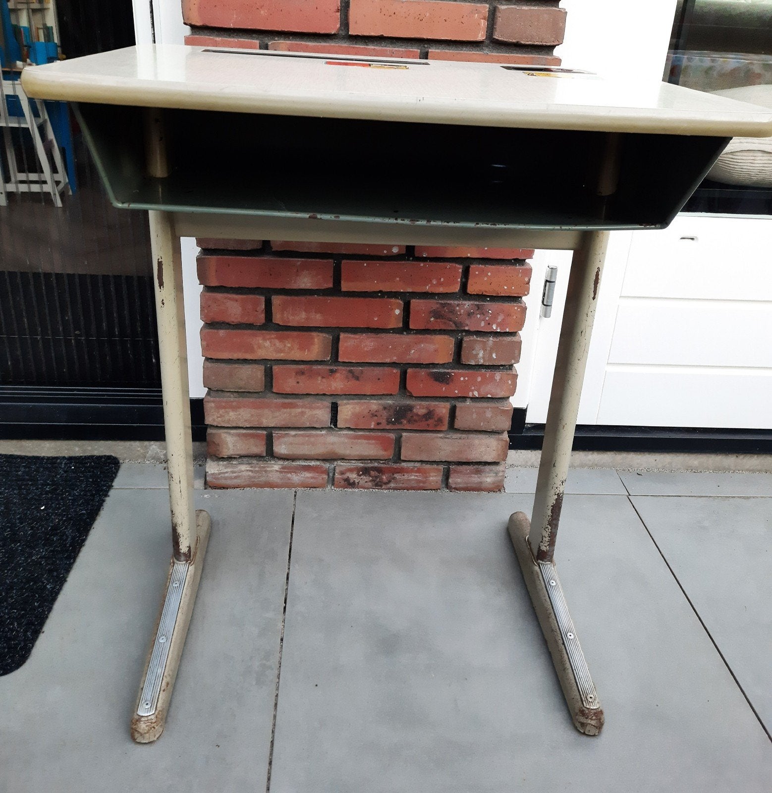 Vintage schoolbank met stoel - Retro kinderbureau, Ophalen