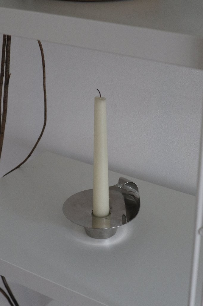 Georg Jensen kandelaar / vintage retro deens design 60 70 80, Overige merken, Ophalen of Verzenden, Zo goed als nieuw, Metaal