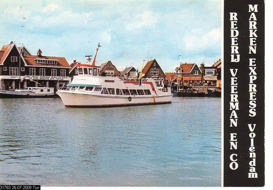 Ansichtkaart	Volendam	Marken Express	Rederij Veerman & Co, Verzamelen, Verzenden, 1960 tot 1980, Ongelopen, Noord-Holland