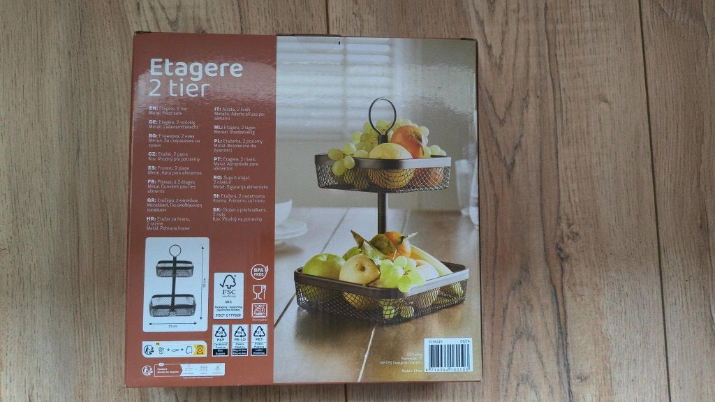 Metalen Etagere / Fruitmand 2-laags - NIEUW in doos, Ophalen, Nieuw, Rek/stellage, Metaal