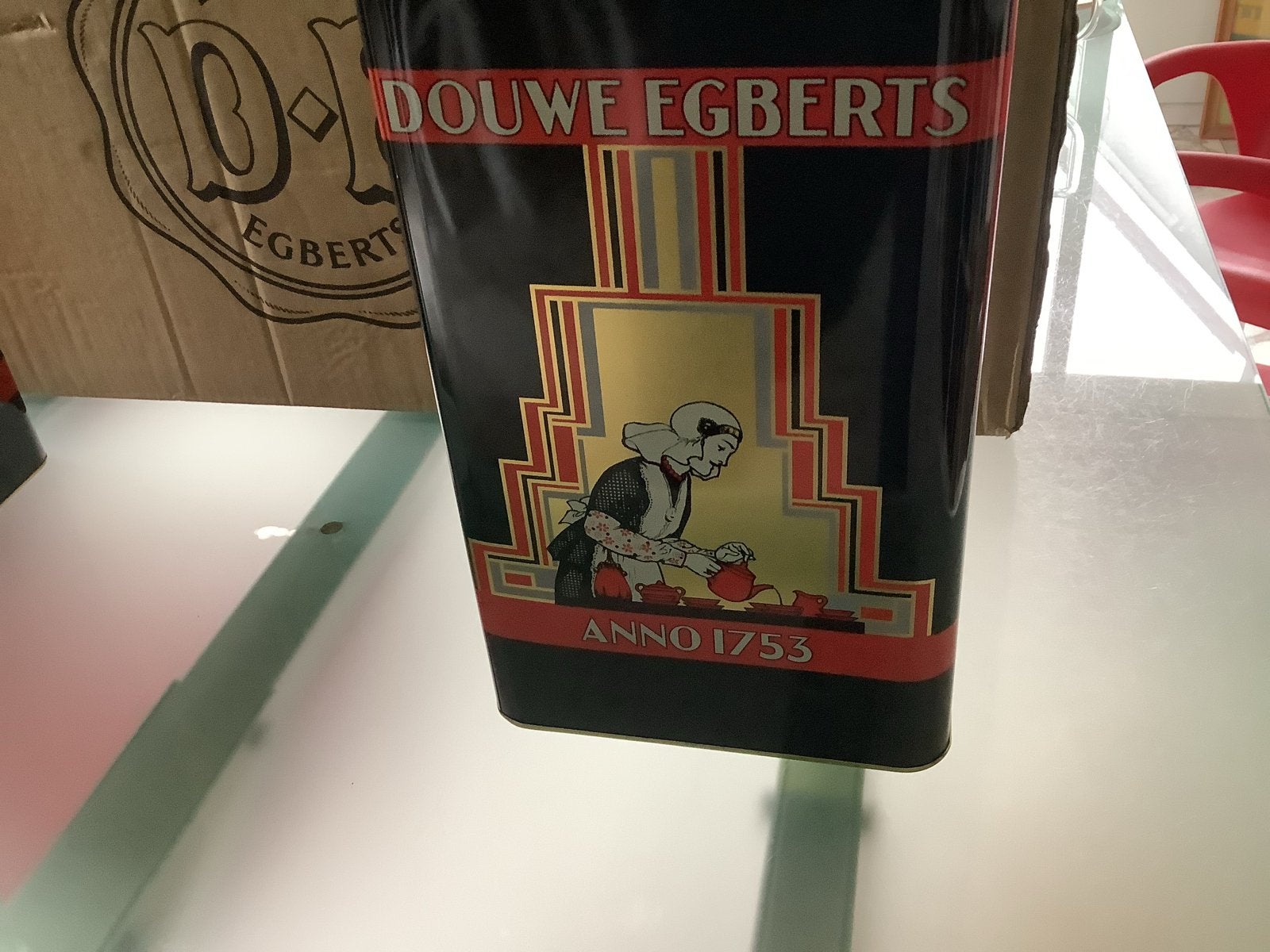 Vintage Douwe Egberts Koffieblik Anno 1753 - Nieuw Groot Mod, Ophalen of Verzenden, Nieuw, Koffie, Douwe Egberts