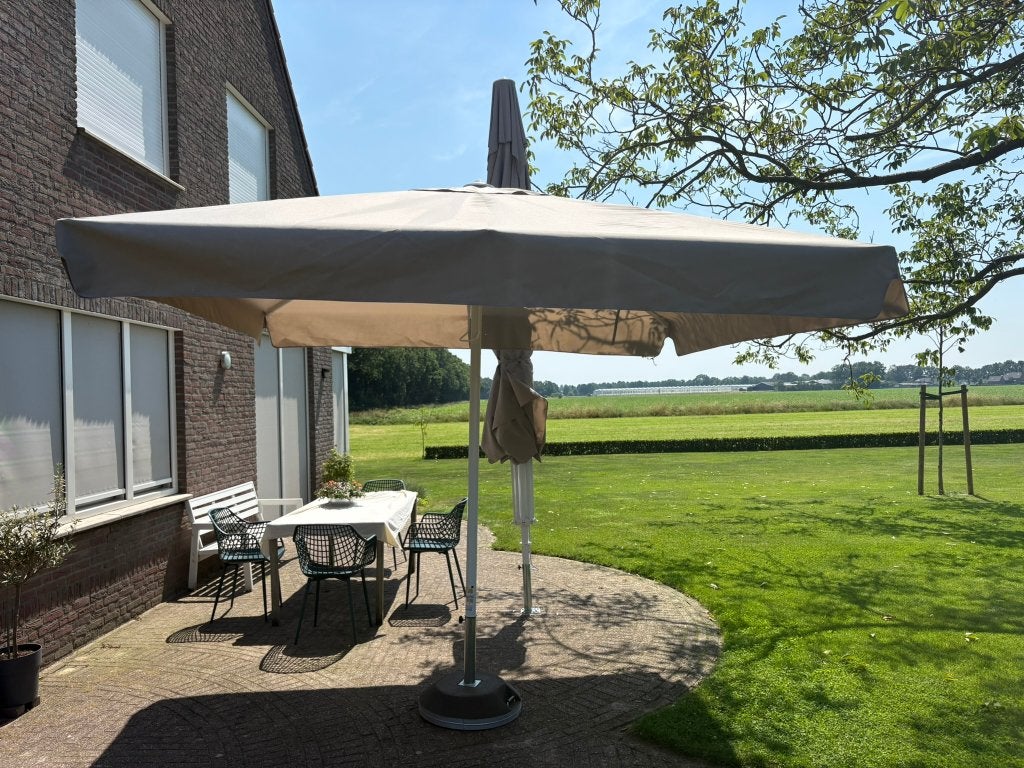 Horeca parasol 3x3 - Nieuw in doos - Telescoopsysteem, Tuin en Terras, Nieuw, Ophalen of Verzenden, Waterdicht, Stokparasol