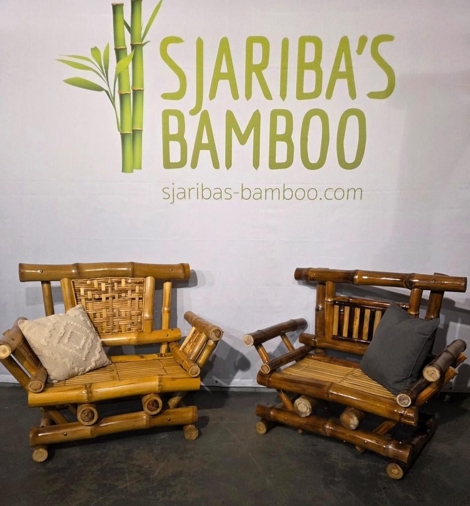 Bamboe tuinmeubels, Tuin en Terras, Tuinsets en Loungesets, Nieuw, Tuinset, Overige materialen, 2 zitplaatsen, Bank, Bijzettafel