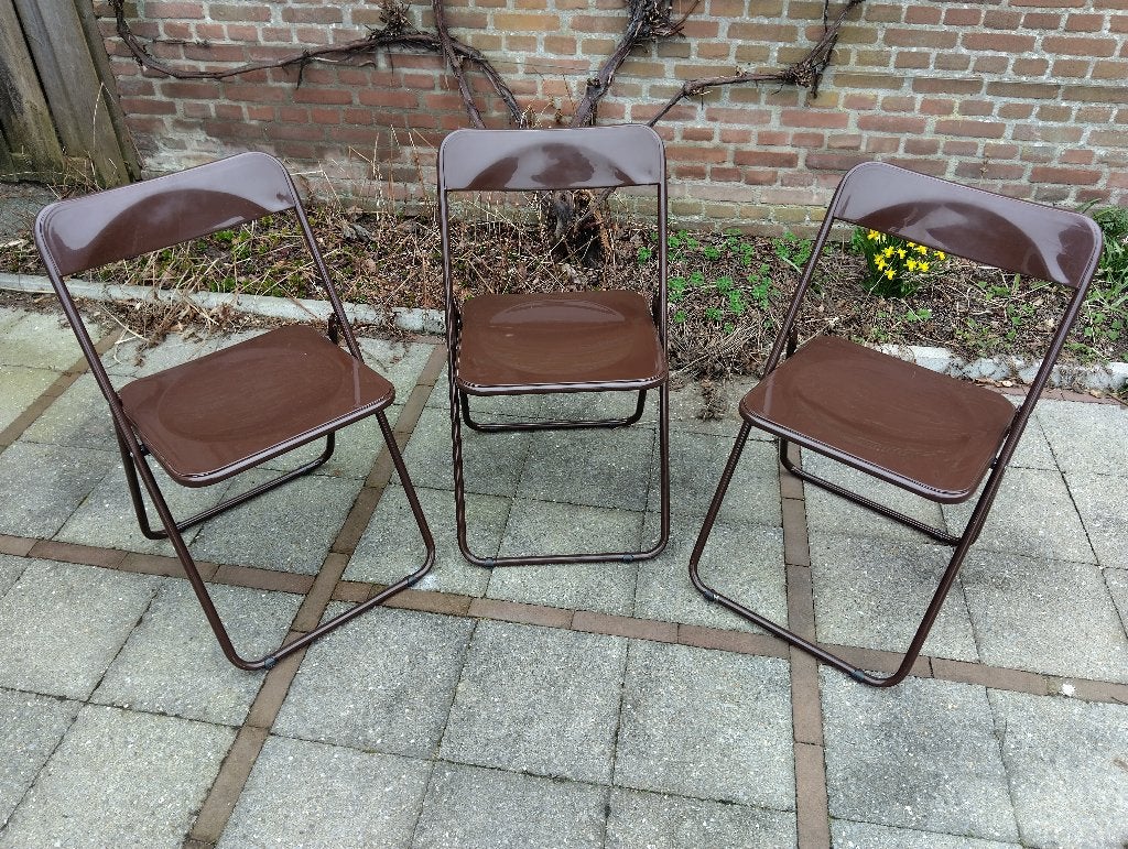 3x klapstoelen Vintage Niels Gammelgaard IKEA, Ophalen, Gebruikt, Vintage, Metaal