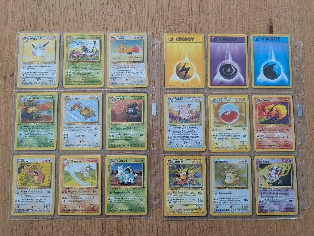 Complete Pokémon Base Set (op Charizard na) & Jungle Set, Ophalen of Verzenden, Gebruikt, Meerdere kaarten, Foil