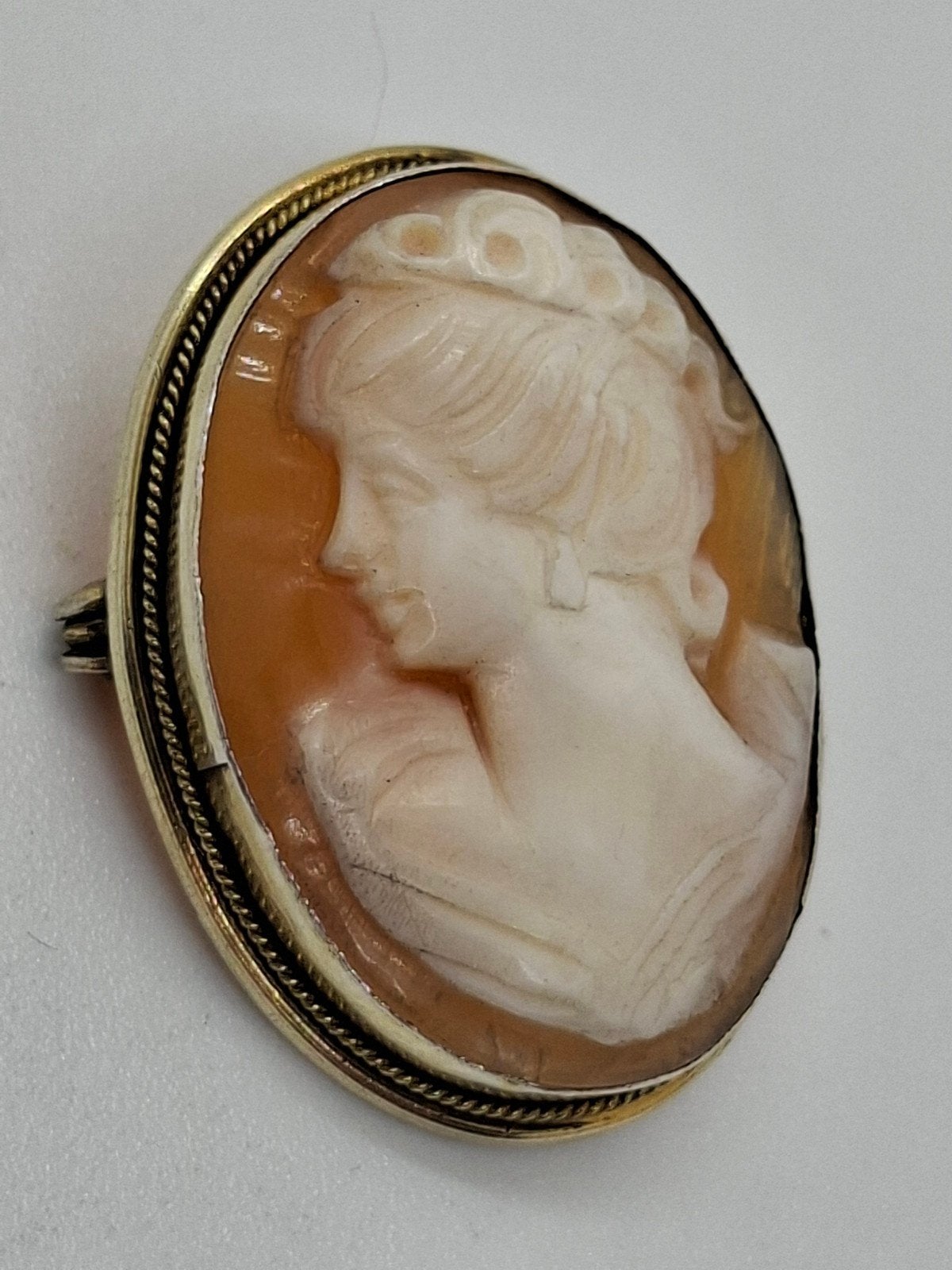 Zilveren Vergulde Camee Hanger/Broche - Vintage 800, Overige voorstellingen, Ophalen of Verzenden, Met edelsteen, Zilver