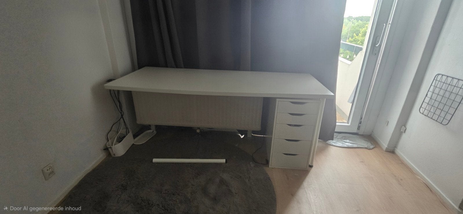 IKEA Bureau met ladeblok en 3 poten, Ophalen, Zo goed als nieuw, IKEA, Wit