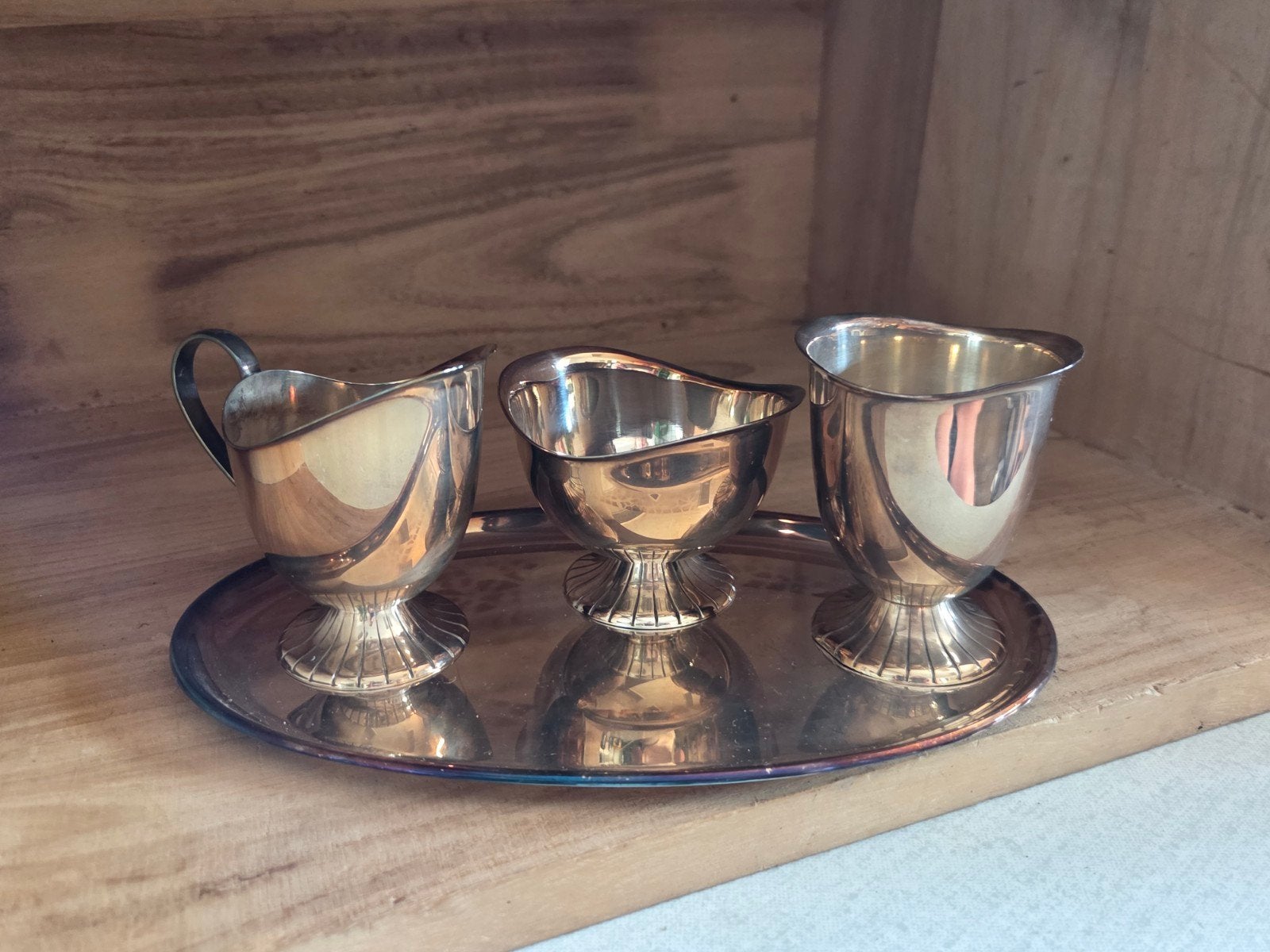Vintage Douwe Egberts verzilverd bestek en suiker/melk set, Ophalen of Verzenden