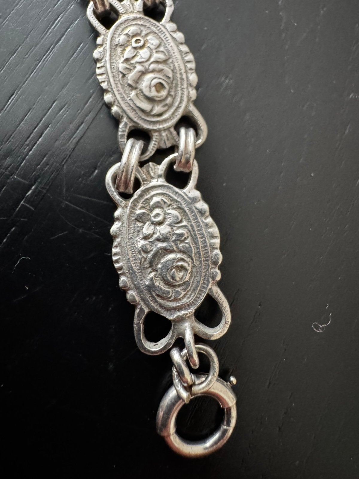 Vintage Sterling Ketting met Gedetailleerde Schakels, Ophalen of Verzenden, Gebruikt, Zilver