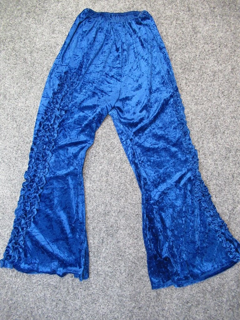 blauwe broek met wijde pijpen maat 60, Carnaval, Overige maten, Ophalen of Verzenden, Kleding