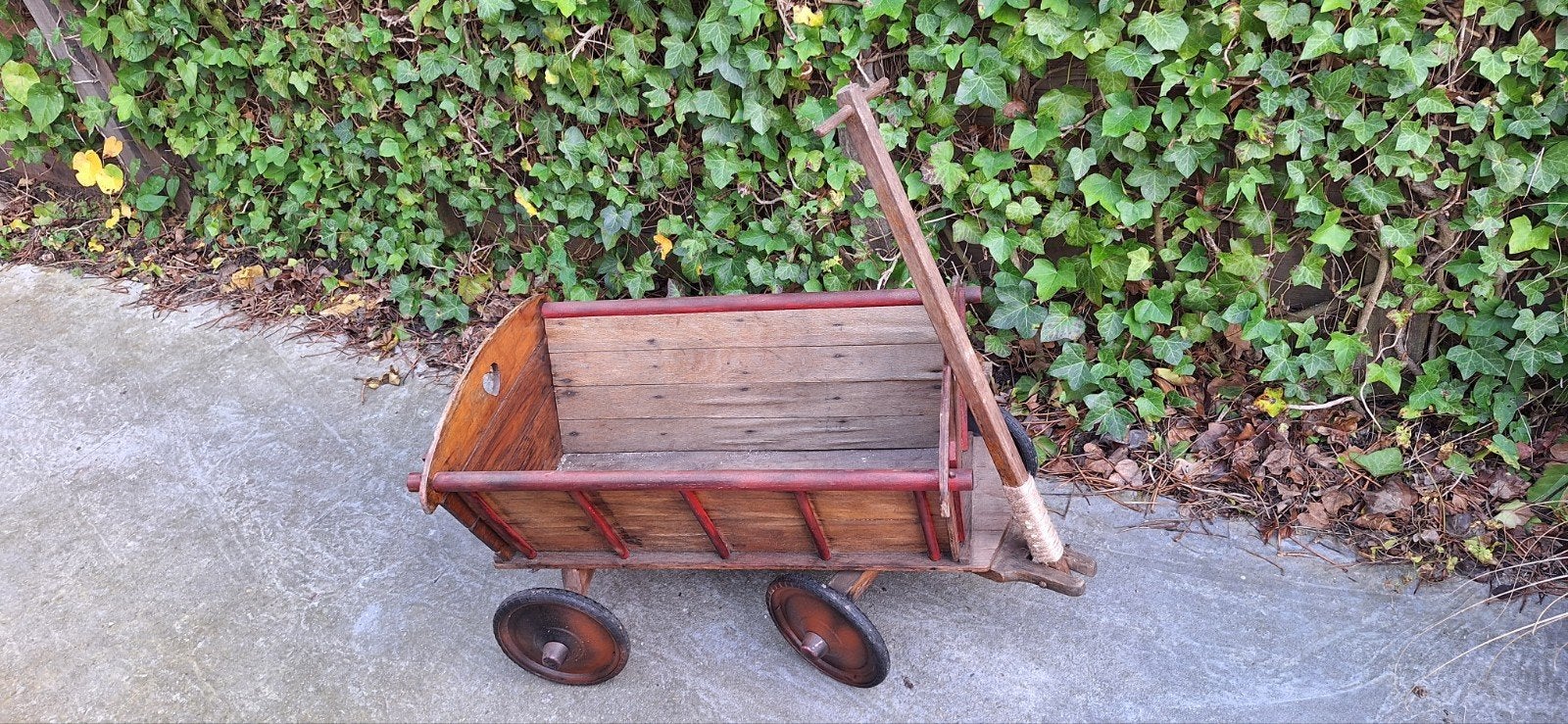 Oude houten bolderkar - Vintage speelgoed, Ophalen, Gebruikt