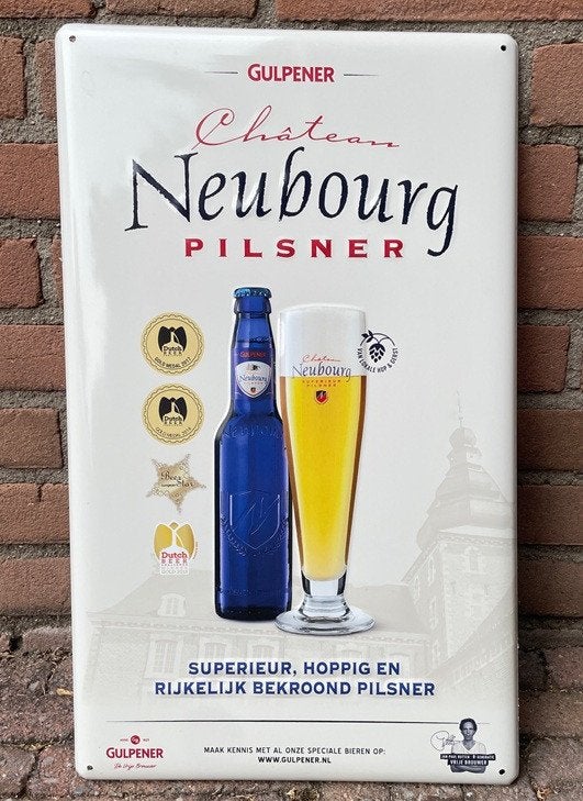 Neubourg wandbord 30x50cm, Verzamelen, Biermerken, Ophalen of Verzenden, Nieuw, Reclamebord, Plaat of Schild, Overige merken