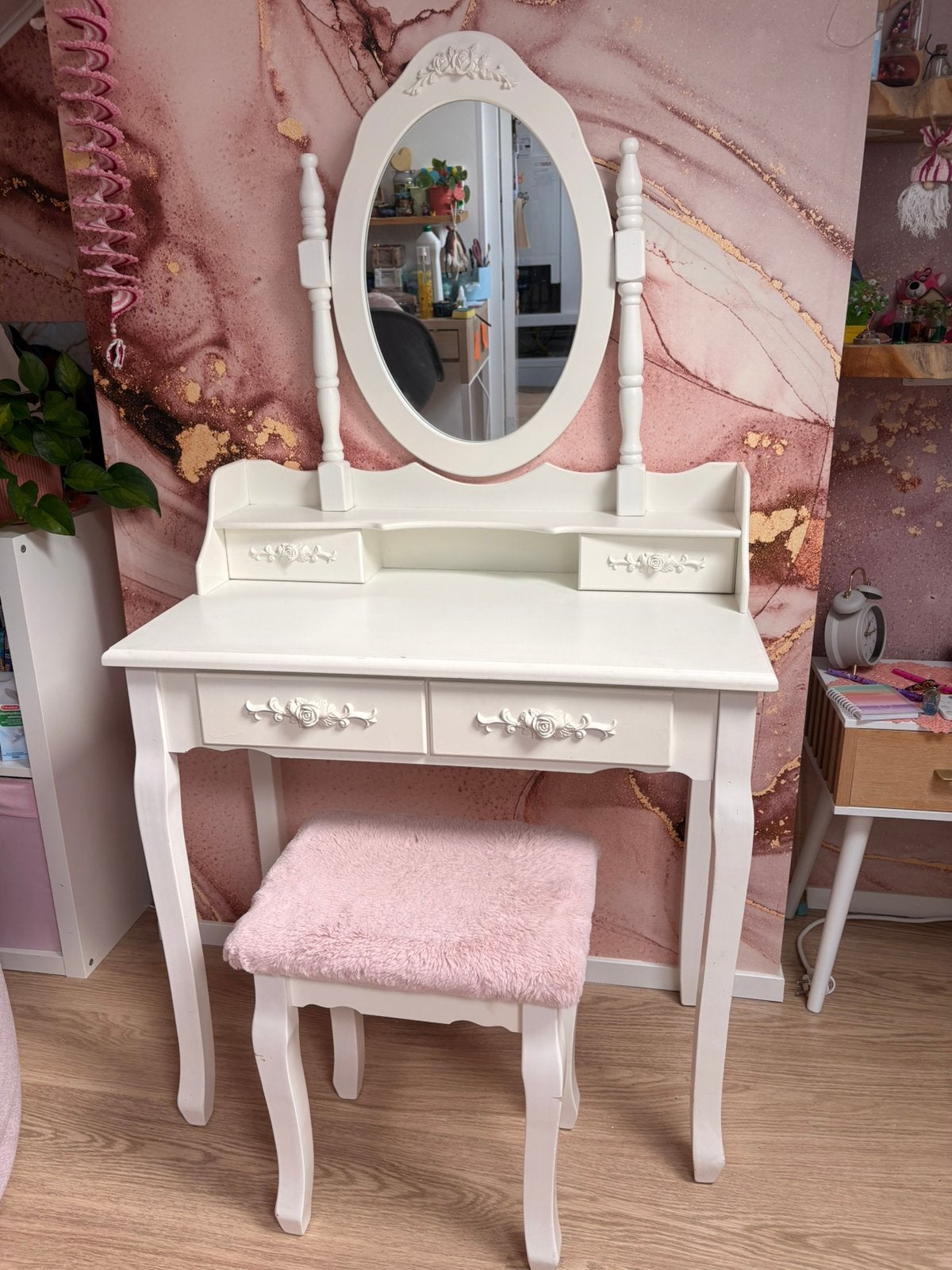 Super leuke kaptafel met krukje, Ophalen, Zo goed als nieuw, 50 tot 100 cm, Minder dan 100 cm
